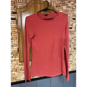 Vintage Y2K Forever 21 Sheer Orange Basic Long Sleeve Lightweight Top Size M